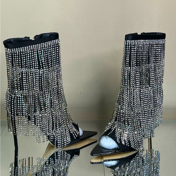 Azalea Wang Shoes - Chandelier Rhinestone Embellished Heel Bootie